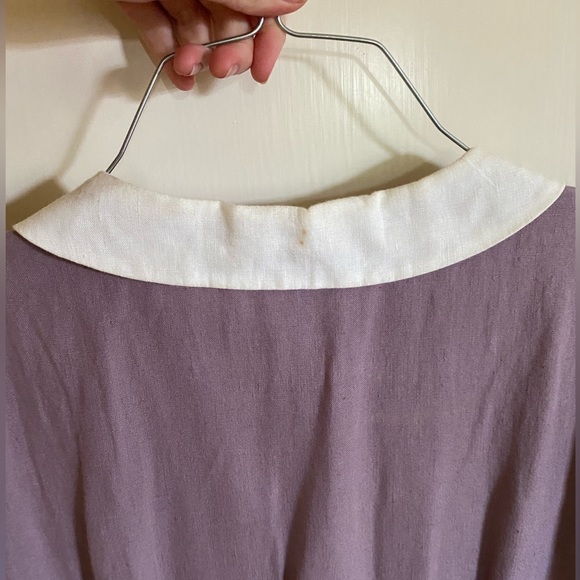 Son de Flor long sleeve linen dress with embroidered collar. - Picture 2 of 4